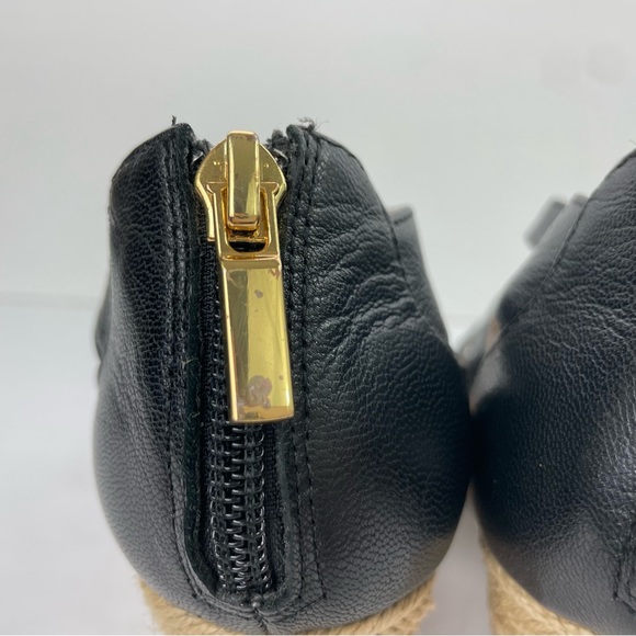 Sofft Black Leather Espadrille Wedge Open Toe Sandals - Picture 14 of 16